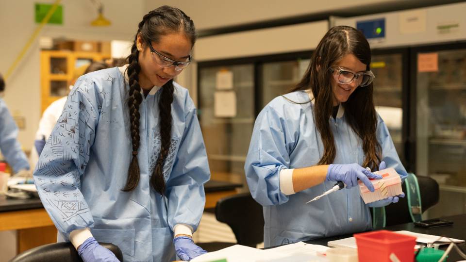 Students in a lab.