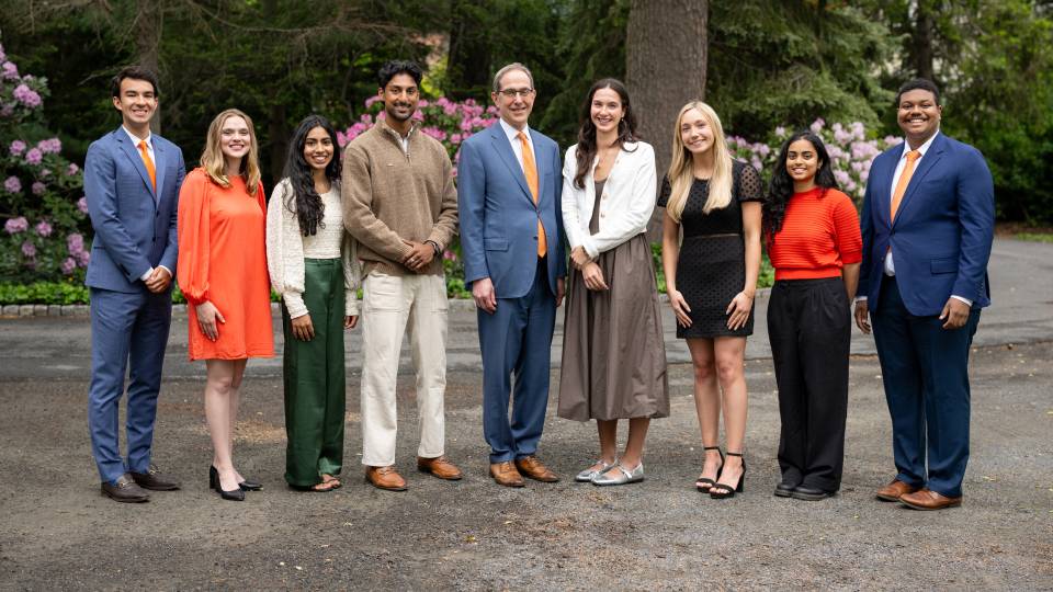 President Eisgruber stands with Spirit of Princeton 2026 winners