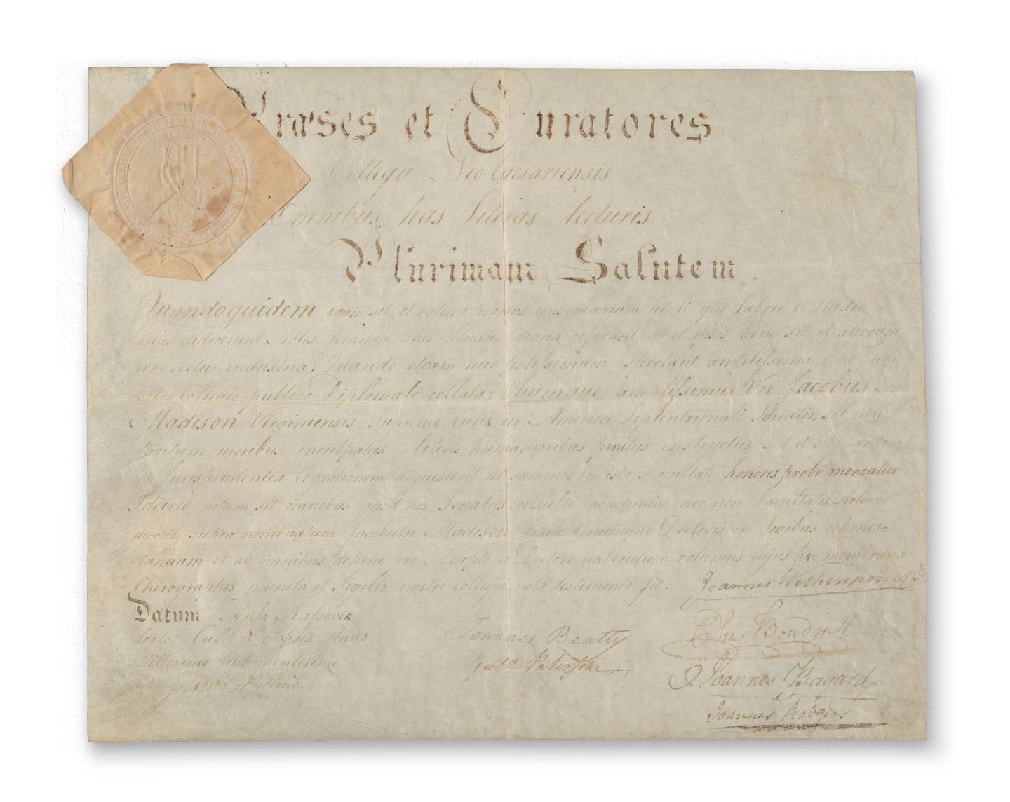 James Madison's honorary degree in law